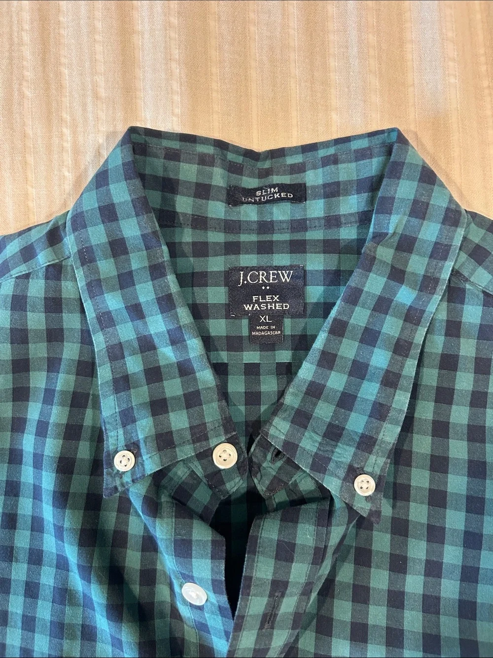 J. Crew Teal and Black Plaid Button-Down Shirt